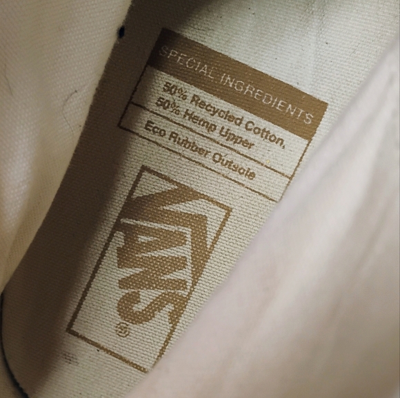 Vans X Peace Leaf Eco High Top Sneakers Womens 9.5 Mens 8 Hemp Blend Sustainable - Picture 13 of 15